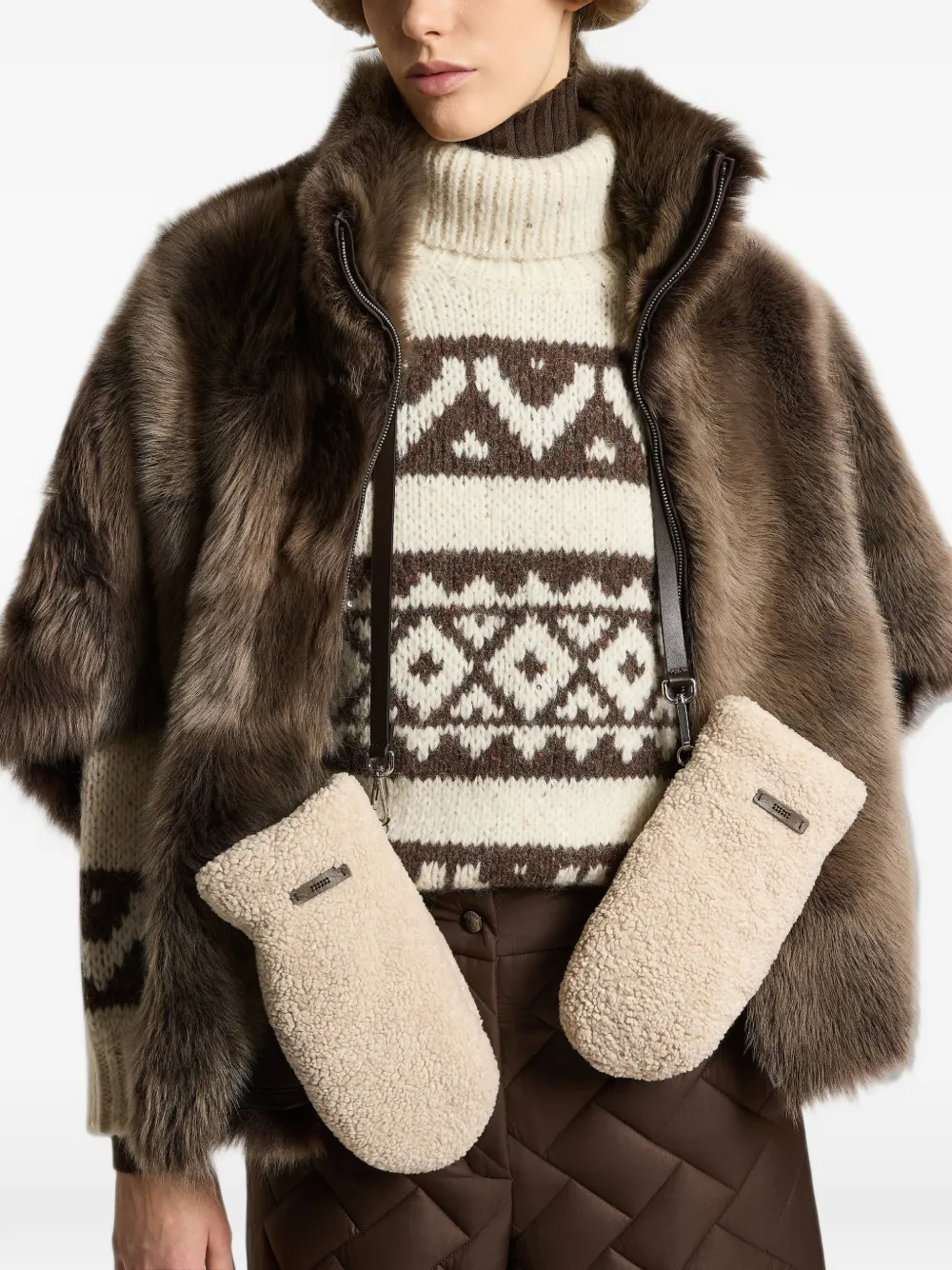 Peserico faux-fur mittens Beige