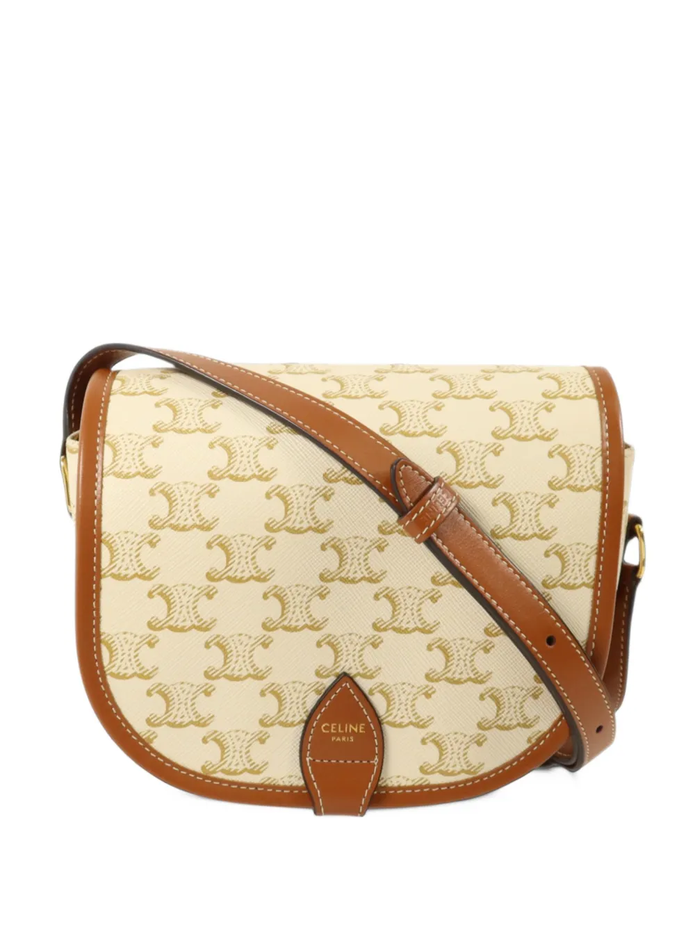Celine Pre-Owned medium Folco Triomphe canvas crossbody bag - Nude