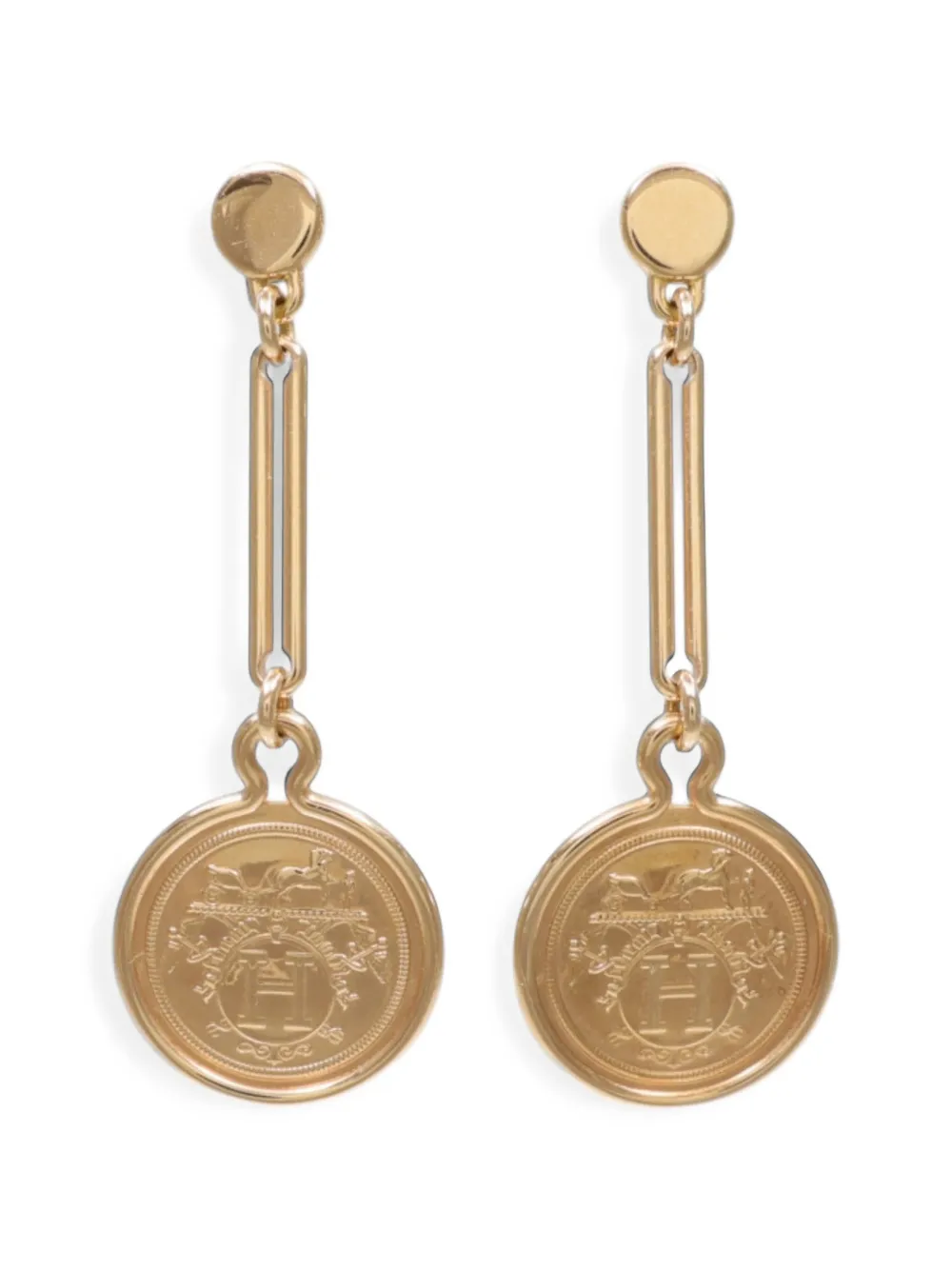 Pre-owned Hermes Ex-libris Earrings In Pink