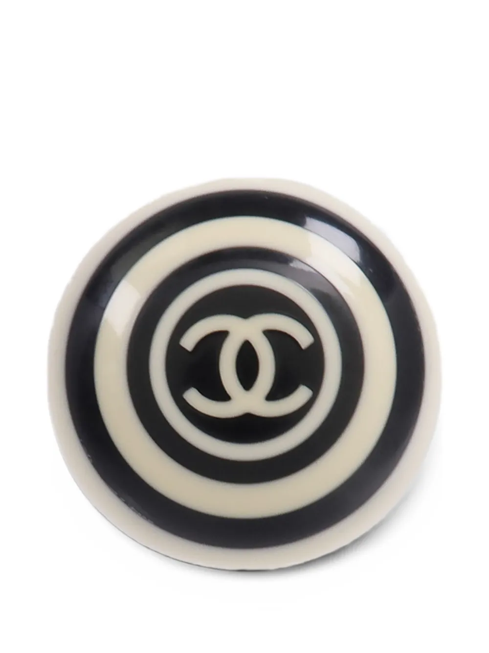 CHANEL Pre-Owned logo-print domed ring - Schwarz
