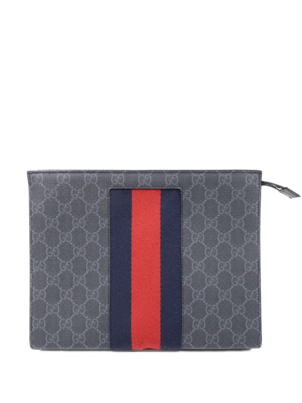 Gucci Pre-Owned GG Supreme Web stripe clutch bag - Grau