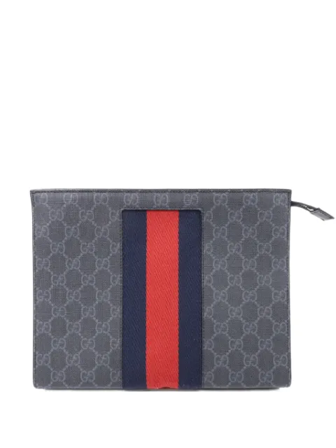 Gucci Pre-Owned GG Supreme Web stripe clutch bag