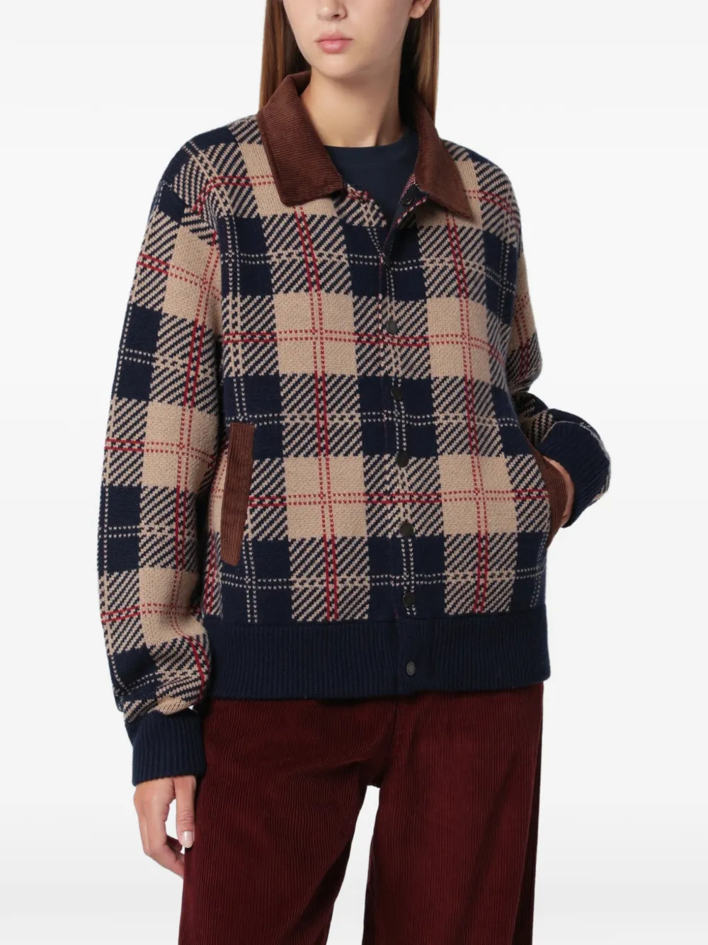 Guest In Residence jacquard-check bomber jacket - Nude