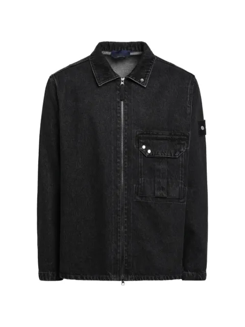Stone Island 1200002 black denim-medium grainy wash overshirt