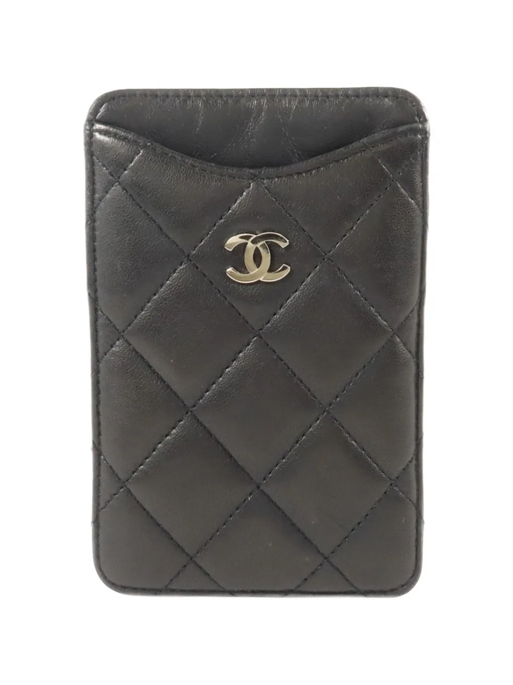 Pre-owned Chanel Cc Quilted Card Holder In Black
