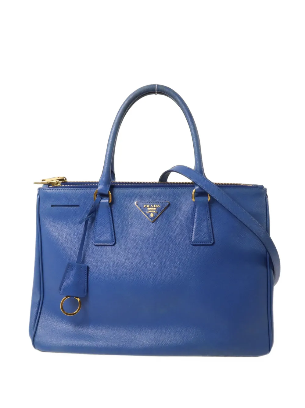 Prada Pre-Owned saffiano leather logo-plaque tote bag - Blu