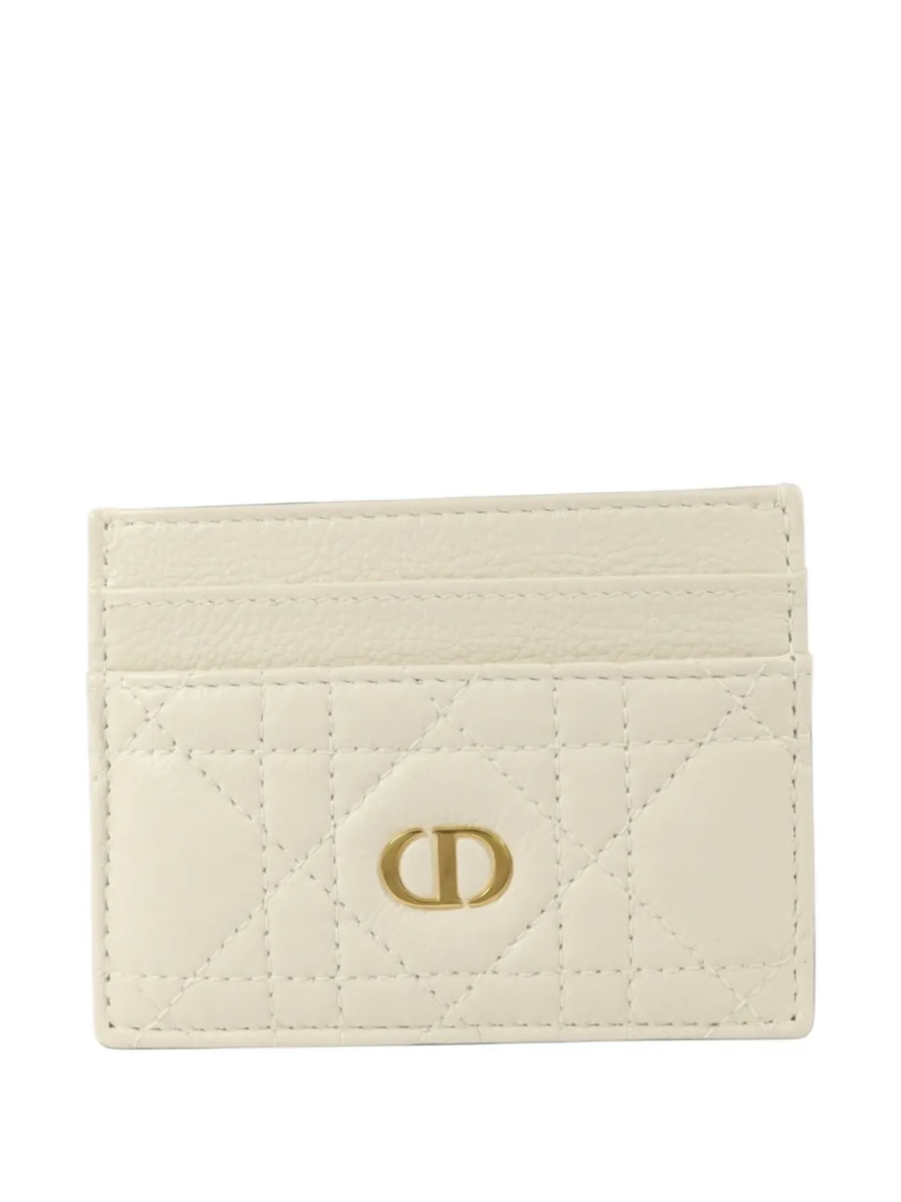 Pre-owned Dior Logo-plaque Card Case In Neutrals
