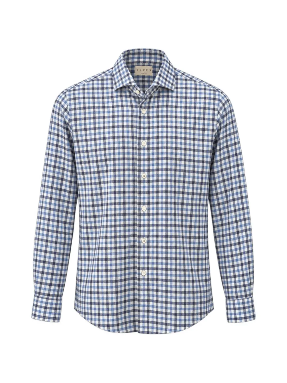Xacus gingham-check long-sleeve shirt Blauw