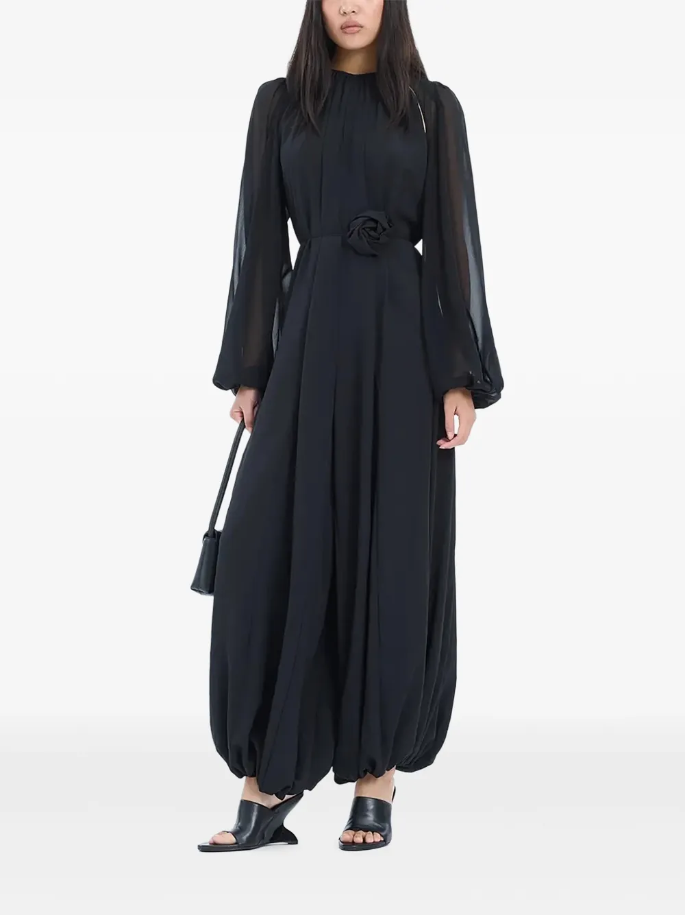 ROTATE BIRGER CHRISTENSEN floral-applique balloon-leg jumpsuit Zwart