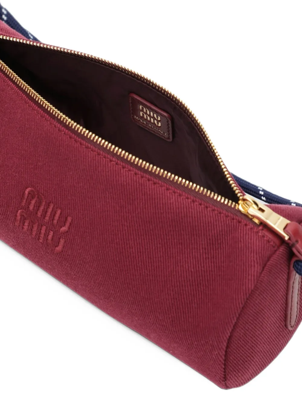 Miu cylindrical gabardine shoulder bag Rood
