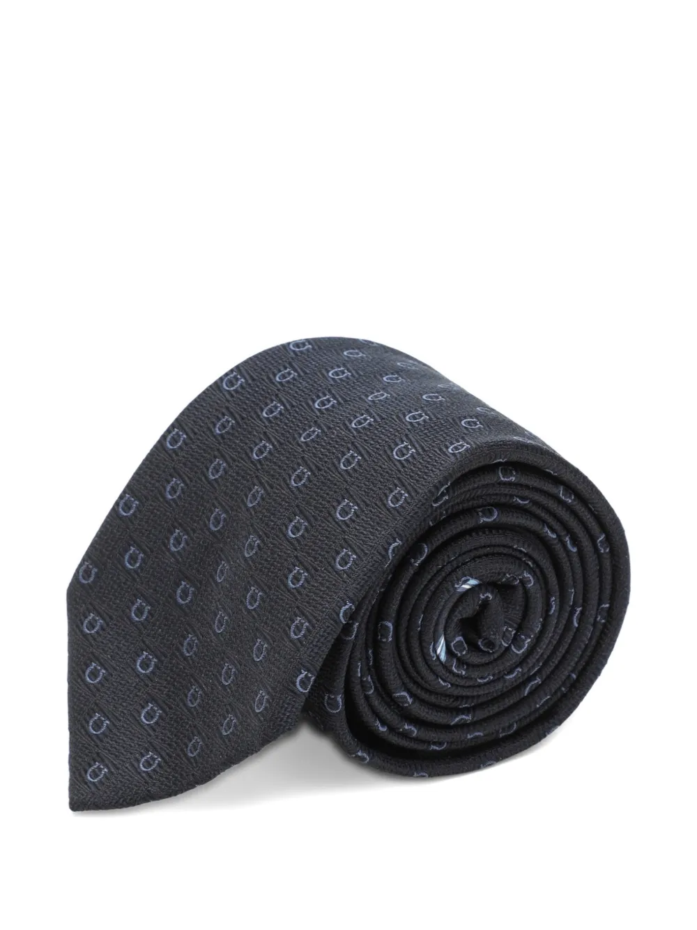 Ferragamo Gancini silk jacquard tie Zwart
