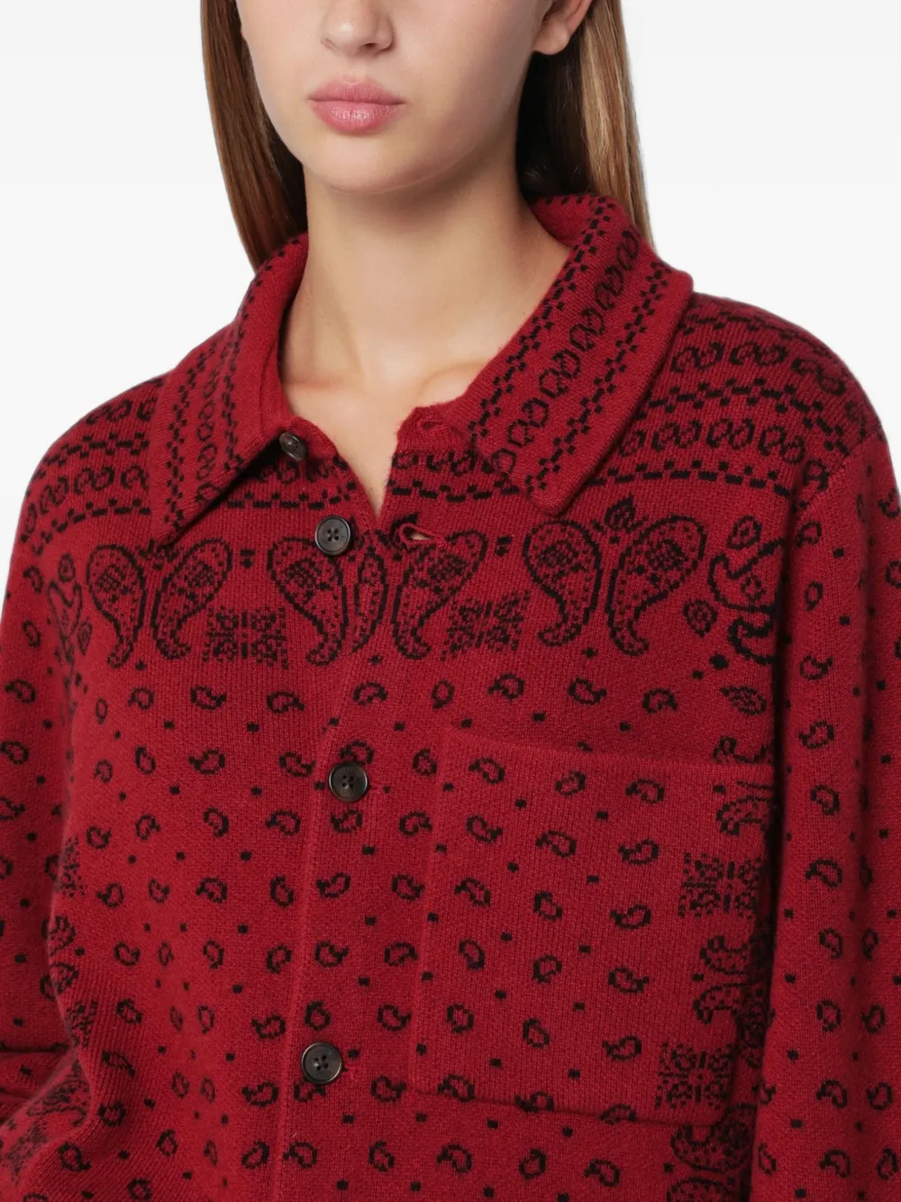 Guest In Residence bandana-print cashmere cardigan Rood
