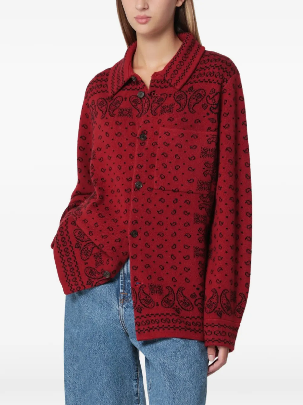 Guest In Residence bandana-print cashmere cardigan - Rot