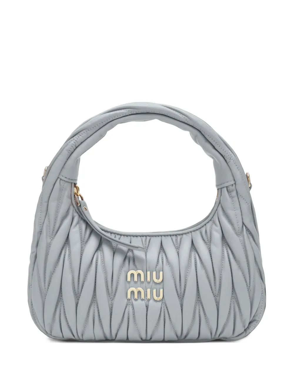 Miu Miu Wander matelassé nappa leather hobo bag - Grigio