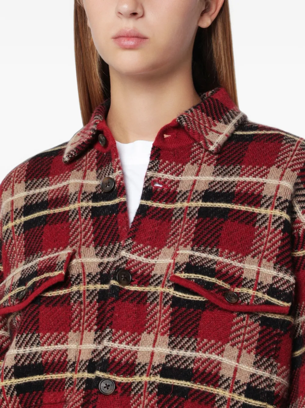 Guest In Residence check-pattern cashmere shirt Rood