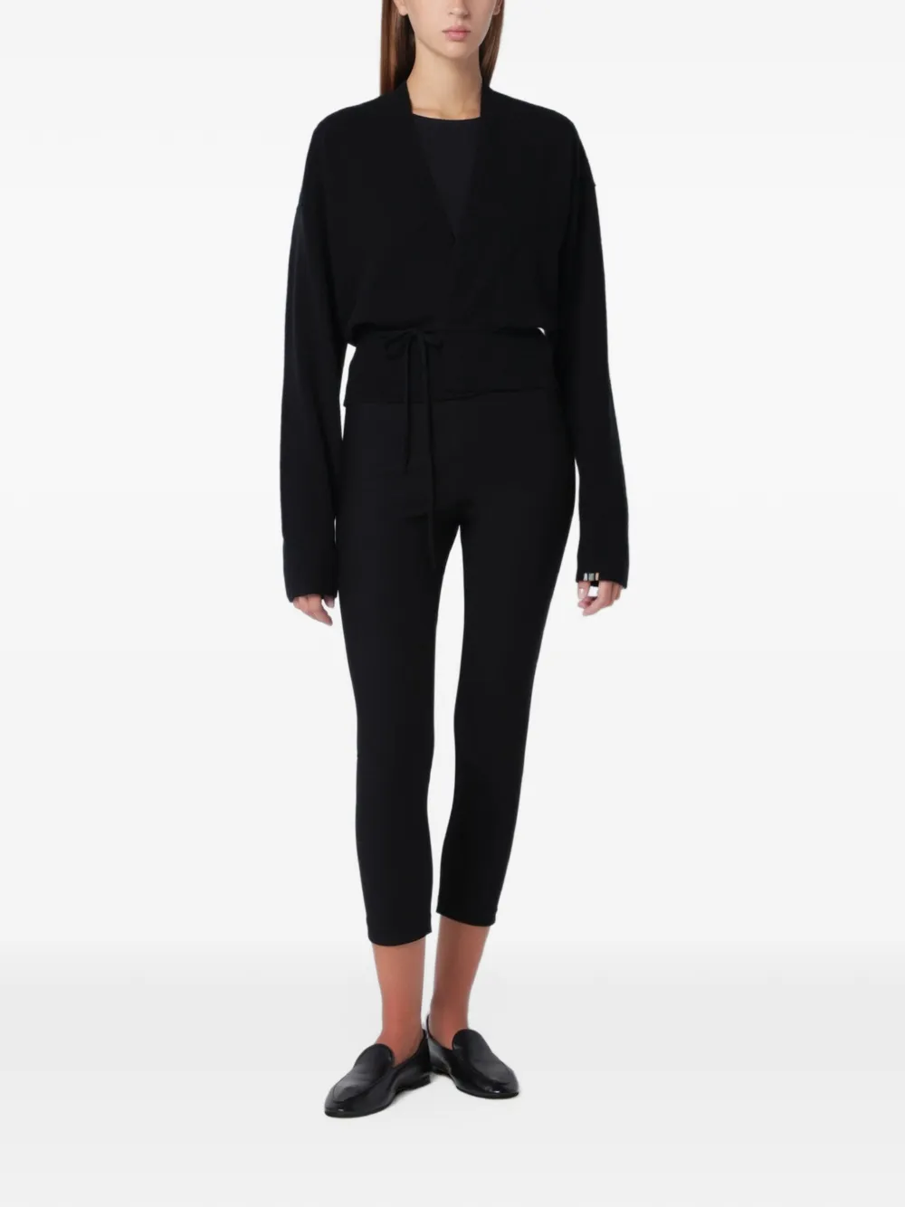 extreme cashmere Ella wrap-design cardigan Zwart