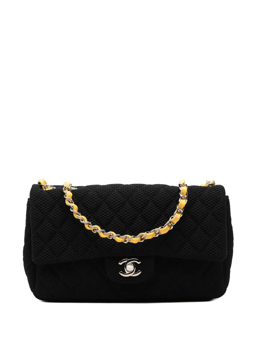 CHANEL Pre-Owned 2009-2010 Medium Quilted Perforated Jersey Single Flap shoulder bag - Black