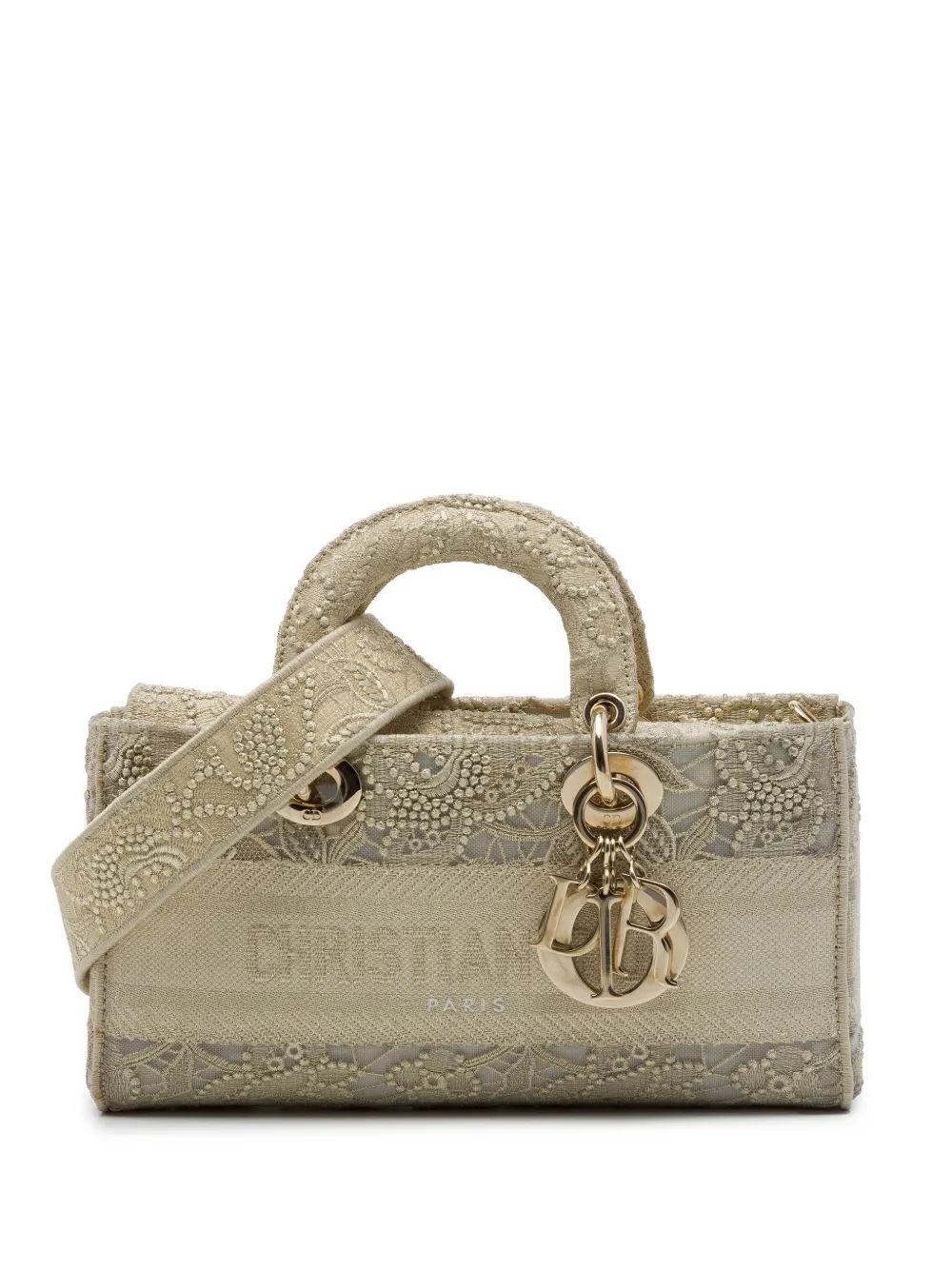 Christian Dior Pre-Owned 2023 Medium Embroidered Lace 3D Macrame Lady D Joy satchel - Nude