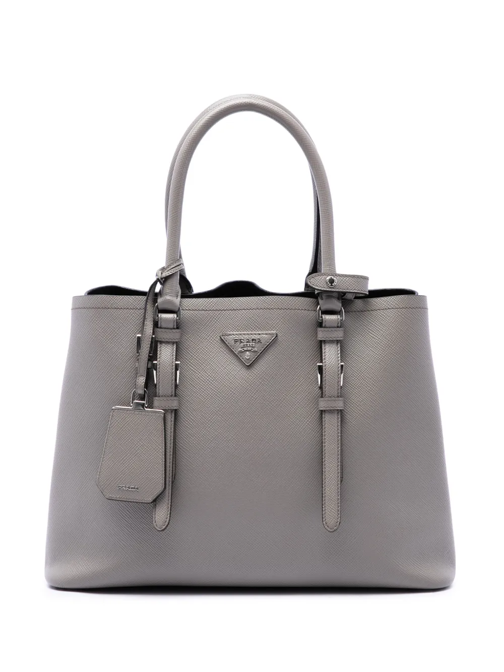 Prada Pre-Owned 2010-2026 Medium Saffiano Cuir Double Handle satchel - Grigio