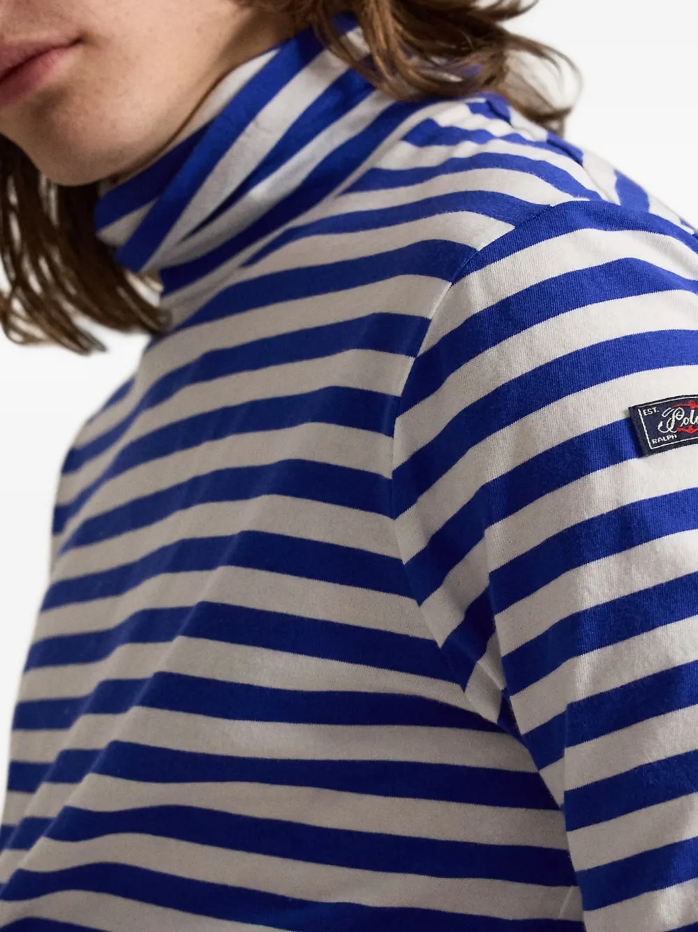Polo Ralph Lauren Classic Fit striped rollneck pullover Blauw