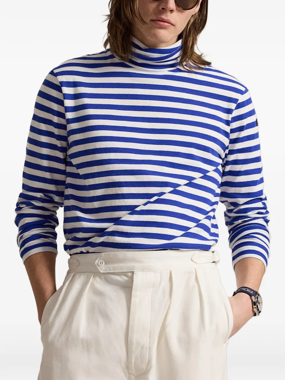 Polo Ralph Lauren Classic Fit striped rollneck pullover Blauw