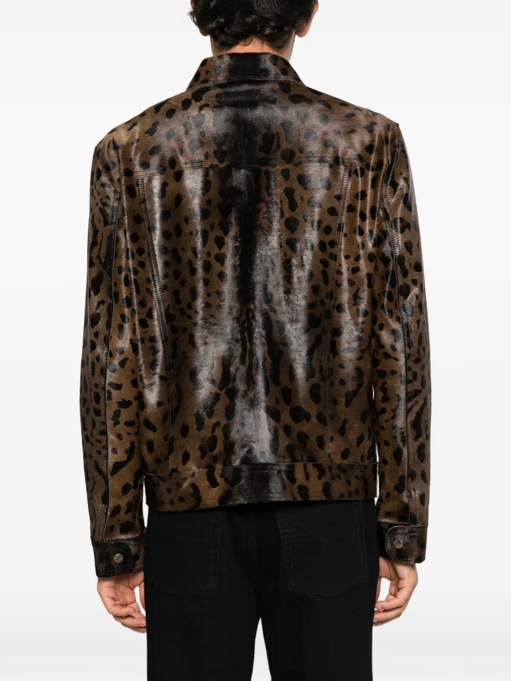 Salvatore Santoro leopard-print shearling jacket Bruin