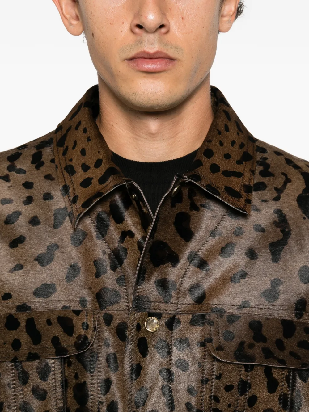 Salvatore Santoro leopard-print shearling jacket Bruin