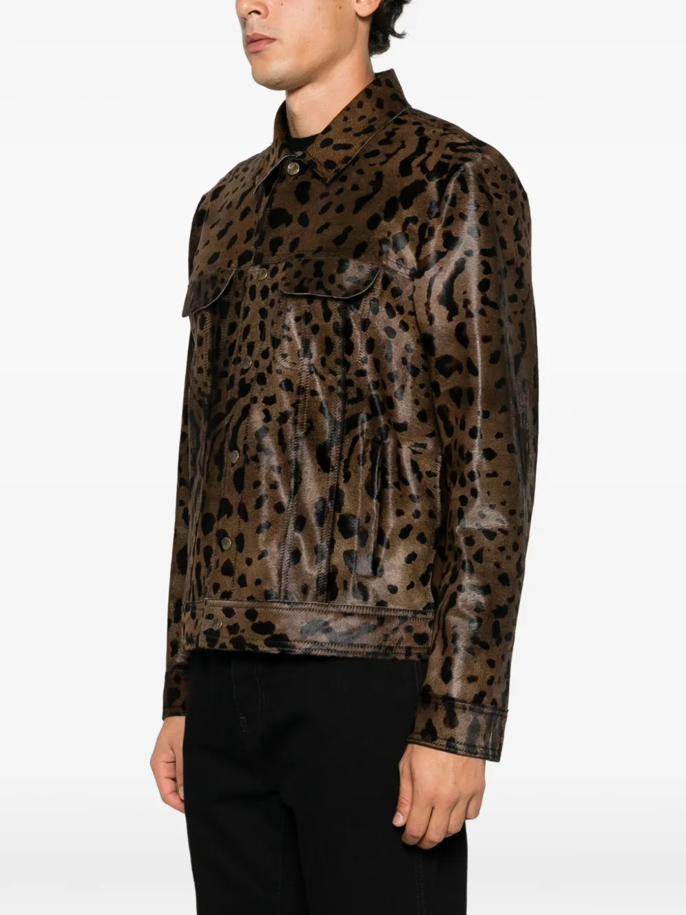 Salvatore Santoro leopard-print shearling jacket Bruin