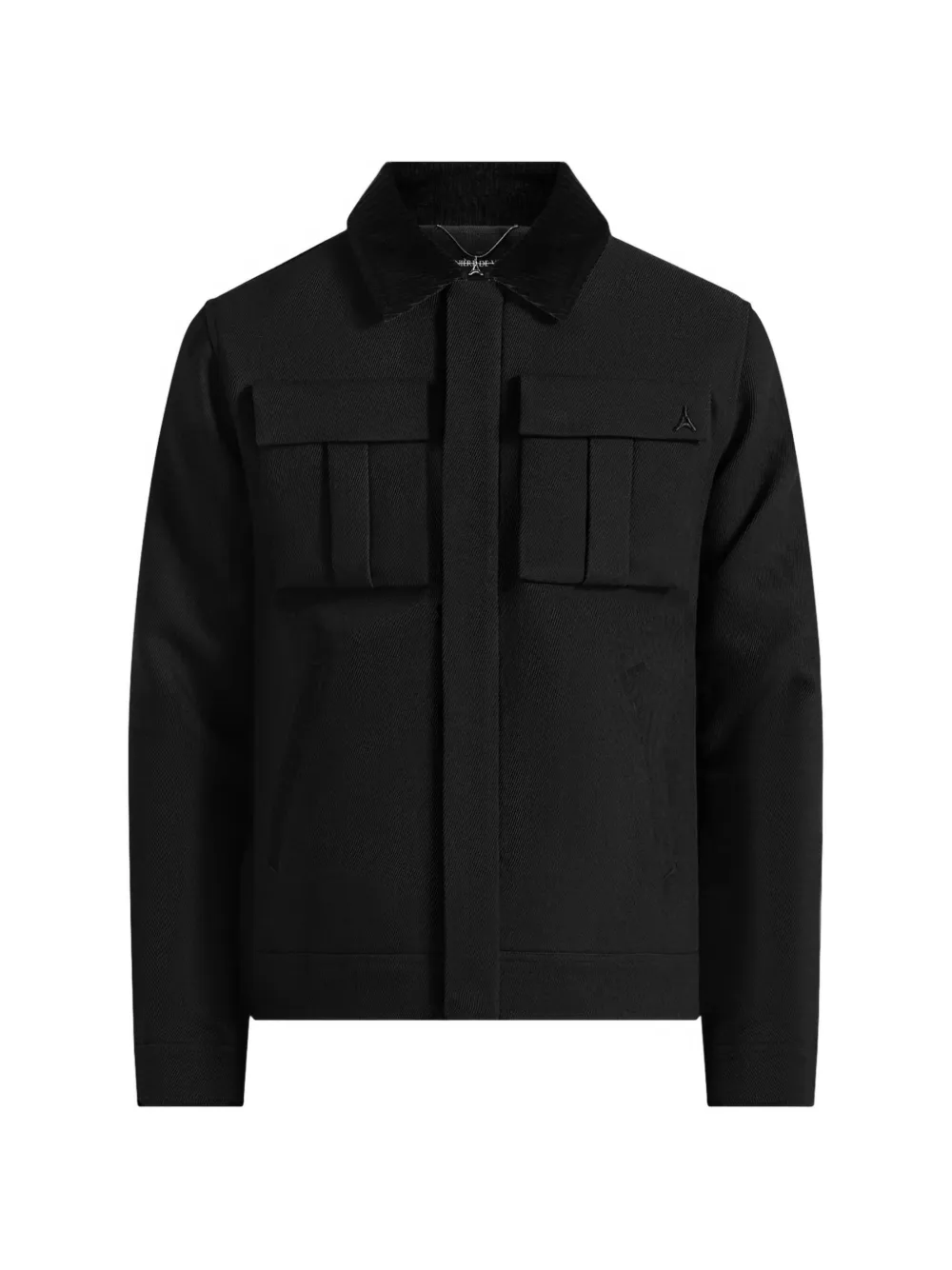 Manière De Voir twill trucker jacket with velvet collar - Schwarz