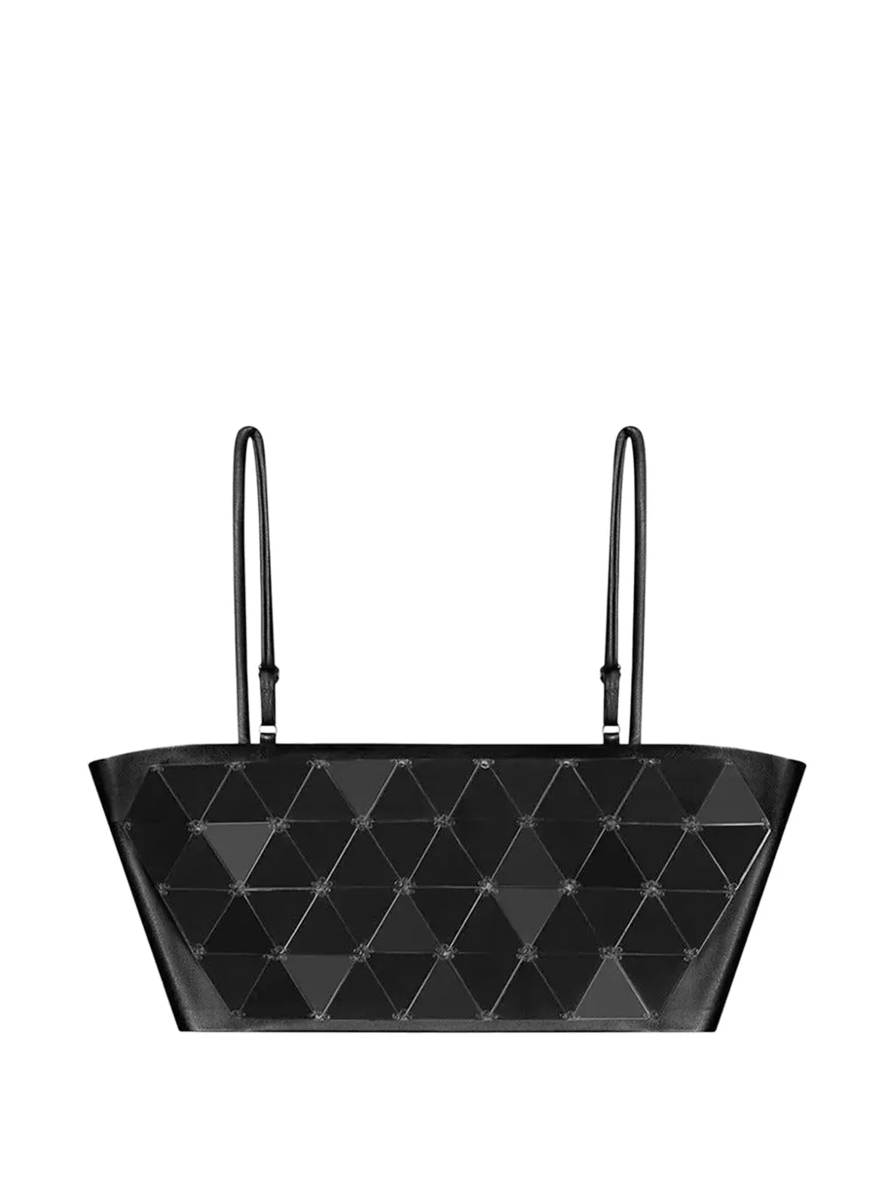 Manière De Voir leather mirrored bandeau top Zwart