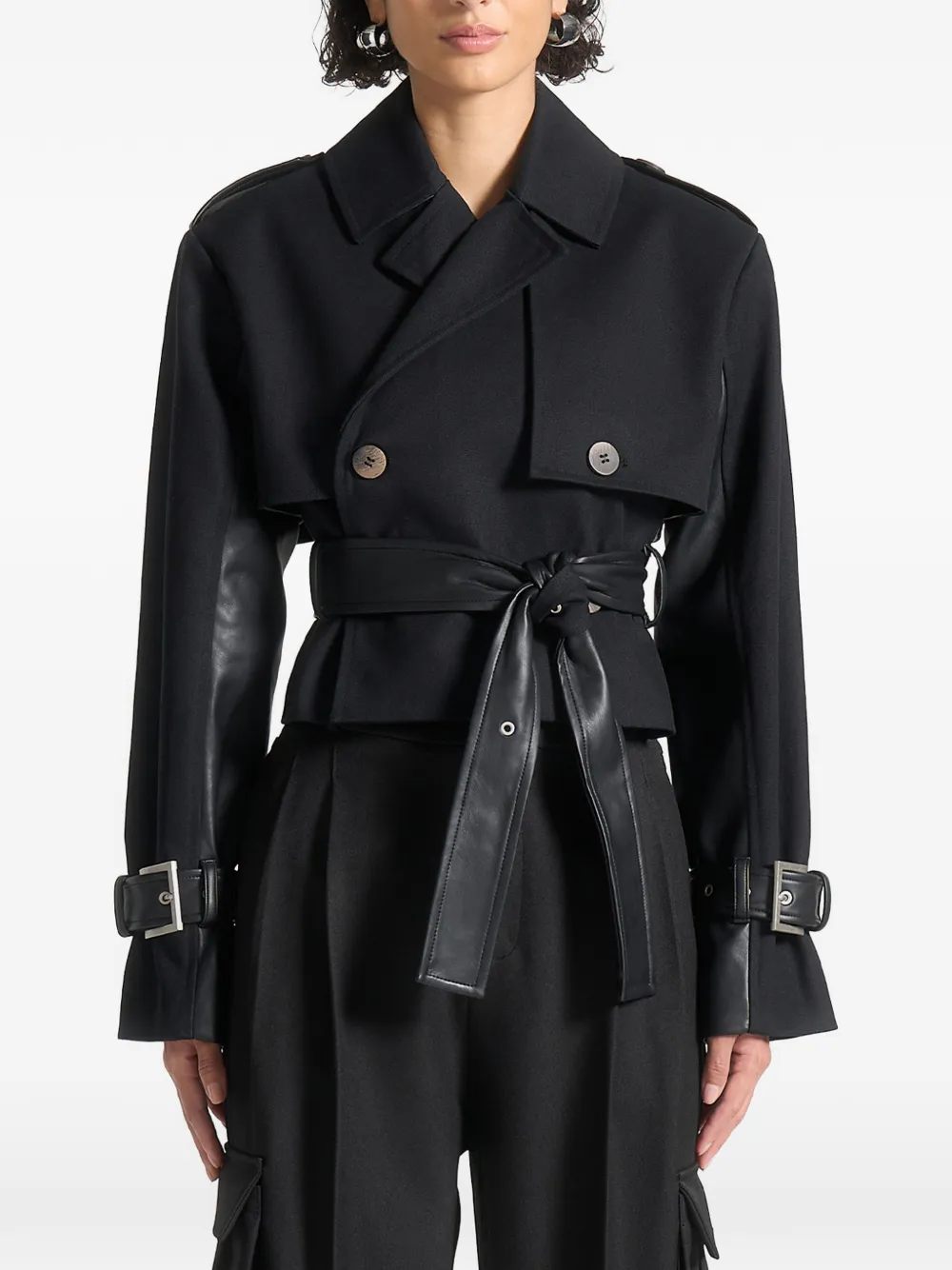 Manière De Voir Noemie cropped trench coat with belt - Nero