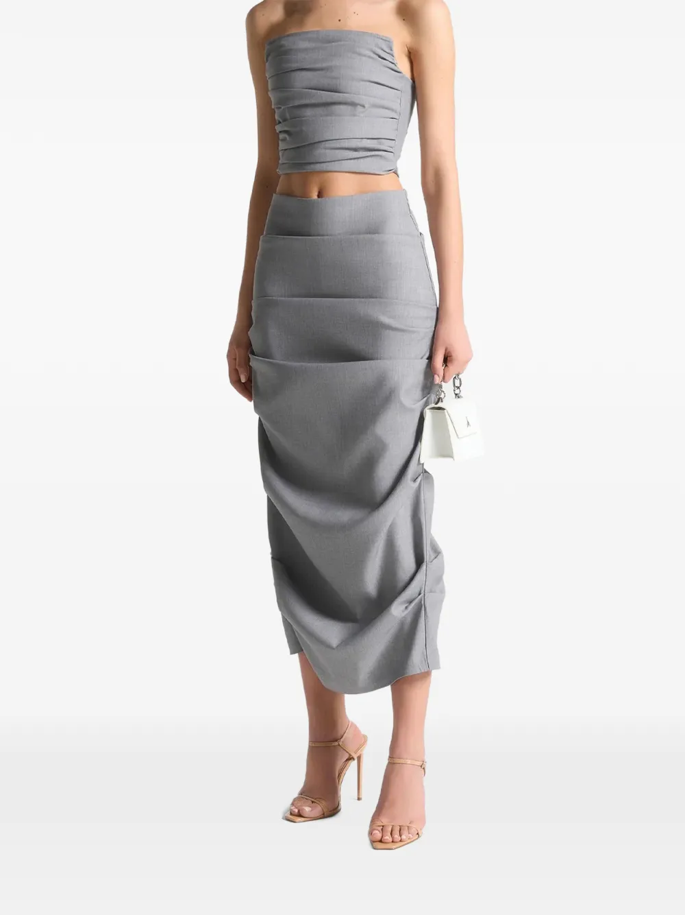 Manière De Voir pleated bandeau tailored corset top - Grau