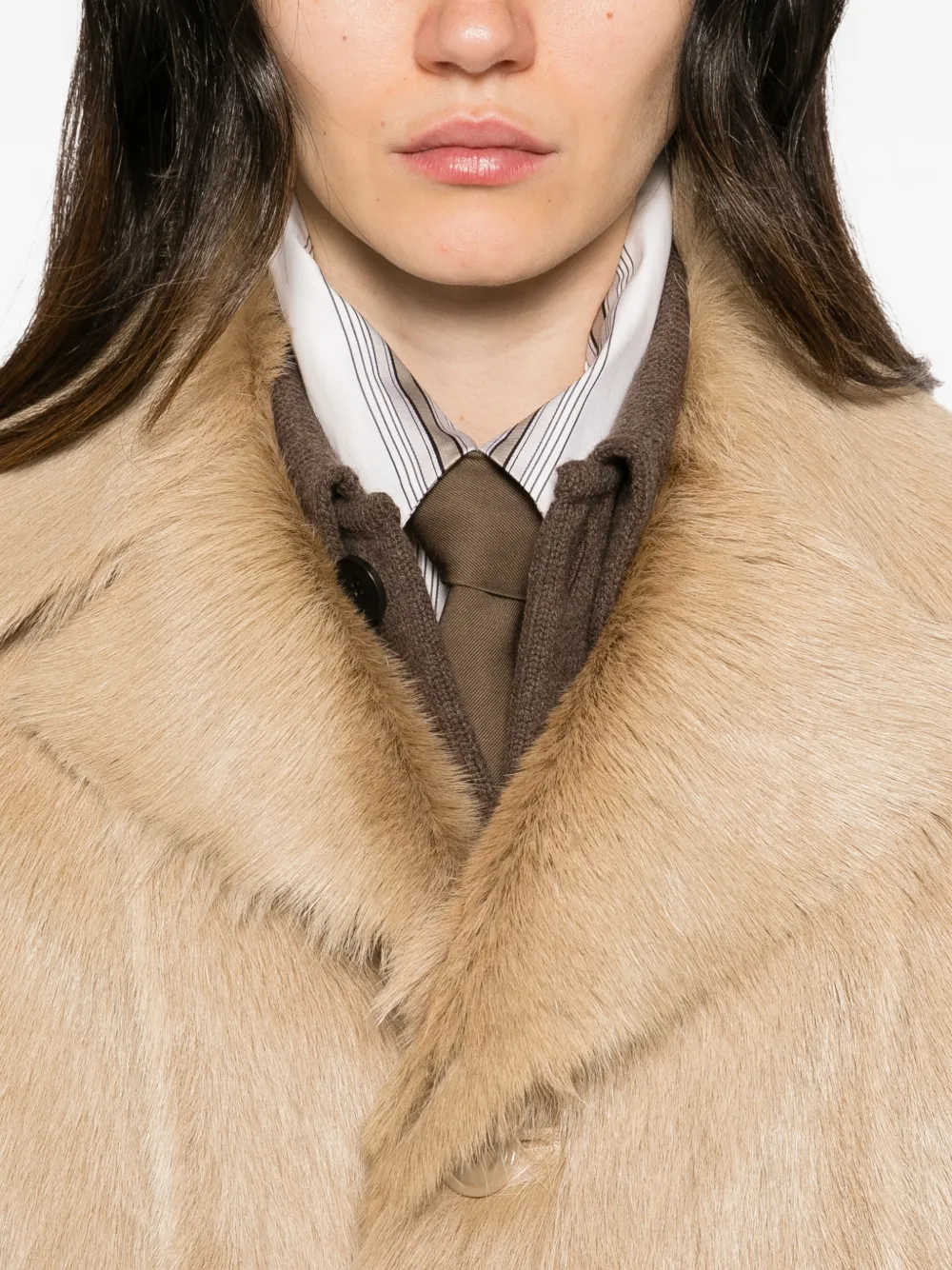 AMI Paris notch-lapel coat Beige