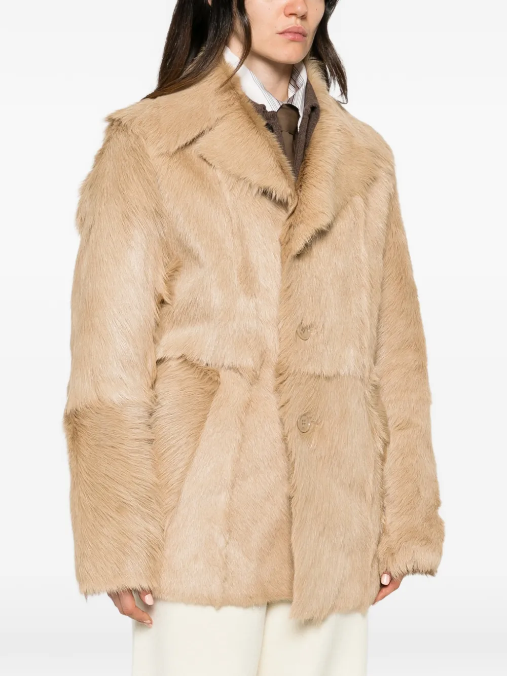 AMI Paris notch-lapel coat Beige