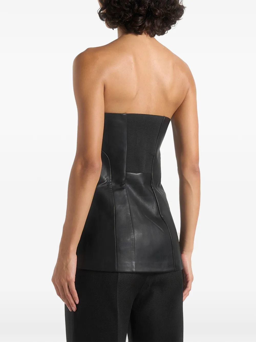 Manière De Voir leather longline bandeau top Zwart