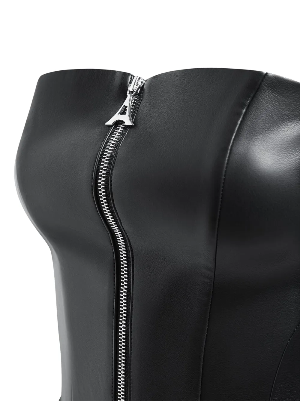 Manière De Voir leather longline bandeau top Zwart