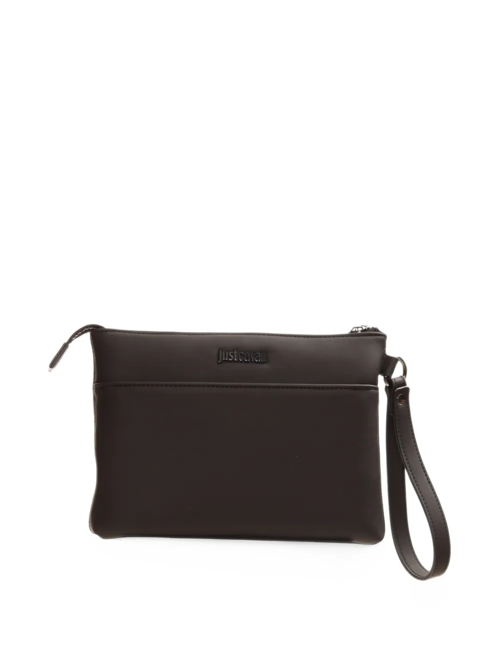 Just Cavalli snake-embossed logo-plaque pouch Zwart
