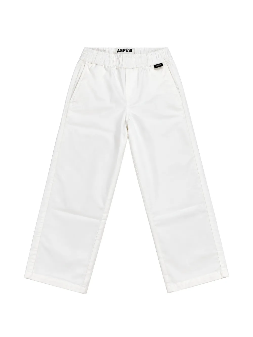 Aspesi Kids elasticated-waist logo-tag trousers Wit