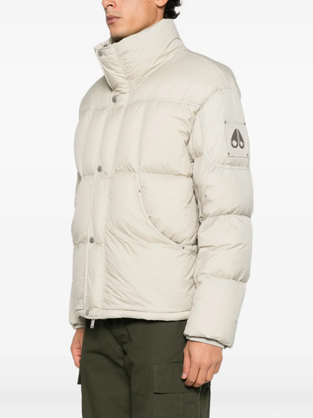Moose Knuckles Everest quilted logo-patch puffer jacket Grijs