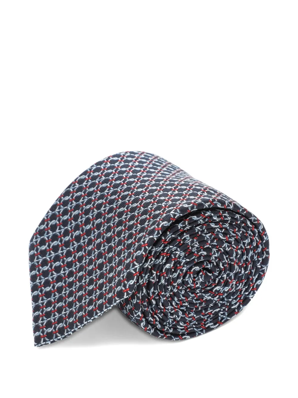 Ferragamo Gancini silk jacquard tie Blauw
