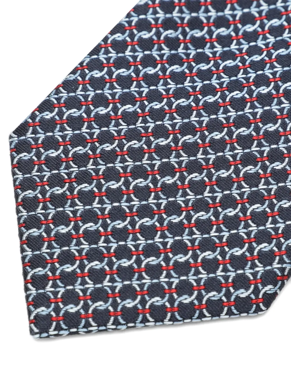 Ferragamo Gancini silk jacquard tie Blauw