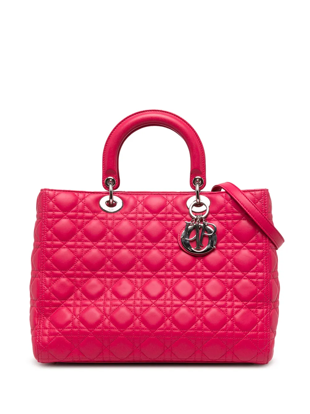 Christian Dior Pre-Owned 2013 Large Lambskin Cannage Lady Dior satchel - Rosa
