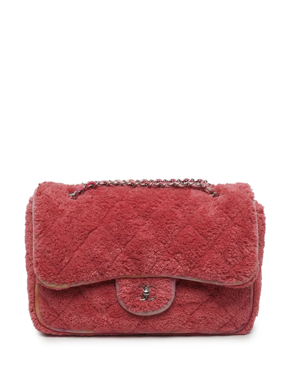CHANEL Pre-Owned 2020 Jumbo Quilted Terry Cloth Ribbon Flap shoulder bag - Rosa