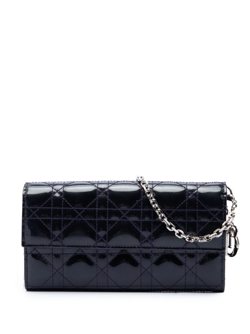 Christian Dior Pre-Owned 2016 Patent Cannage Lady Dior Wallet On Chain crossbody bag - Violett