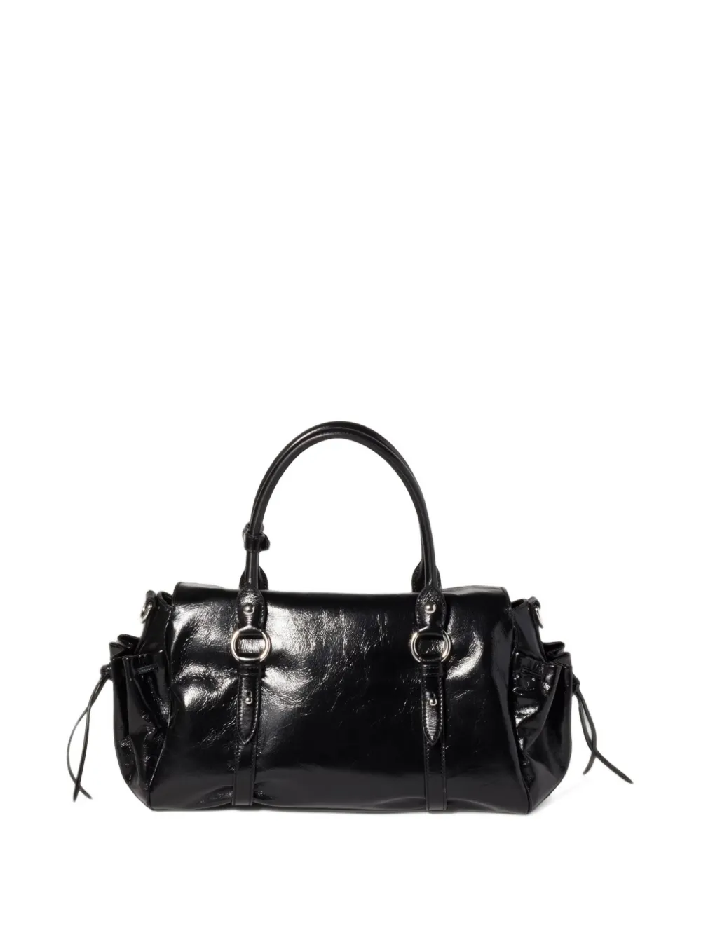 Miu logo-embossed leather tote bag Zwart