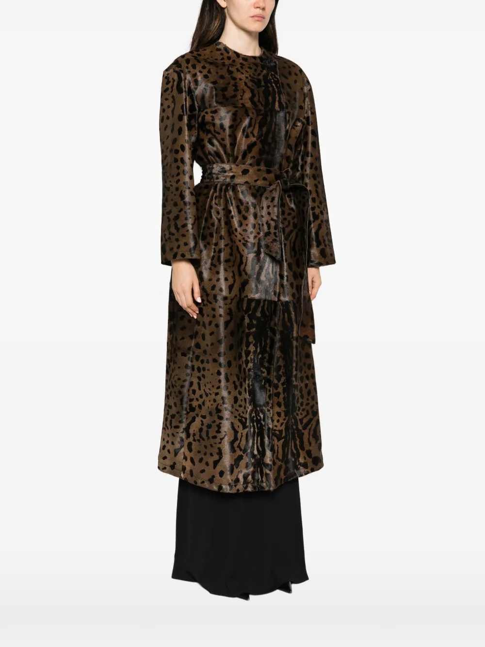 Salvatore Santoro leopard-print belted jacket Bruin