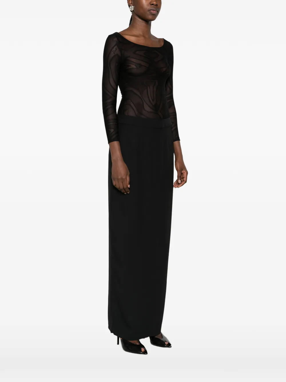 PUCCI long-sleeve sheer top Zwart