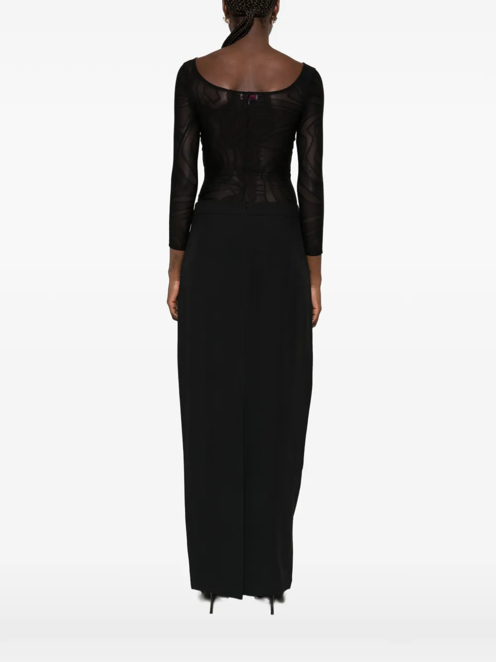 PUCCI long-sleeve sheer top Zwart