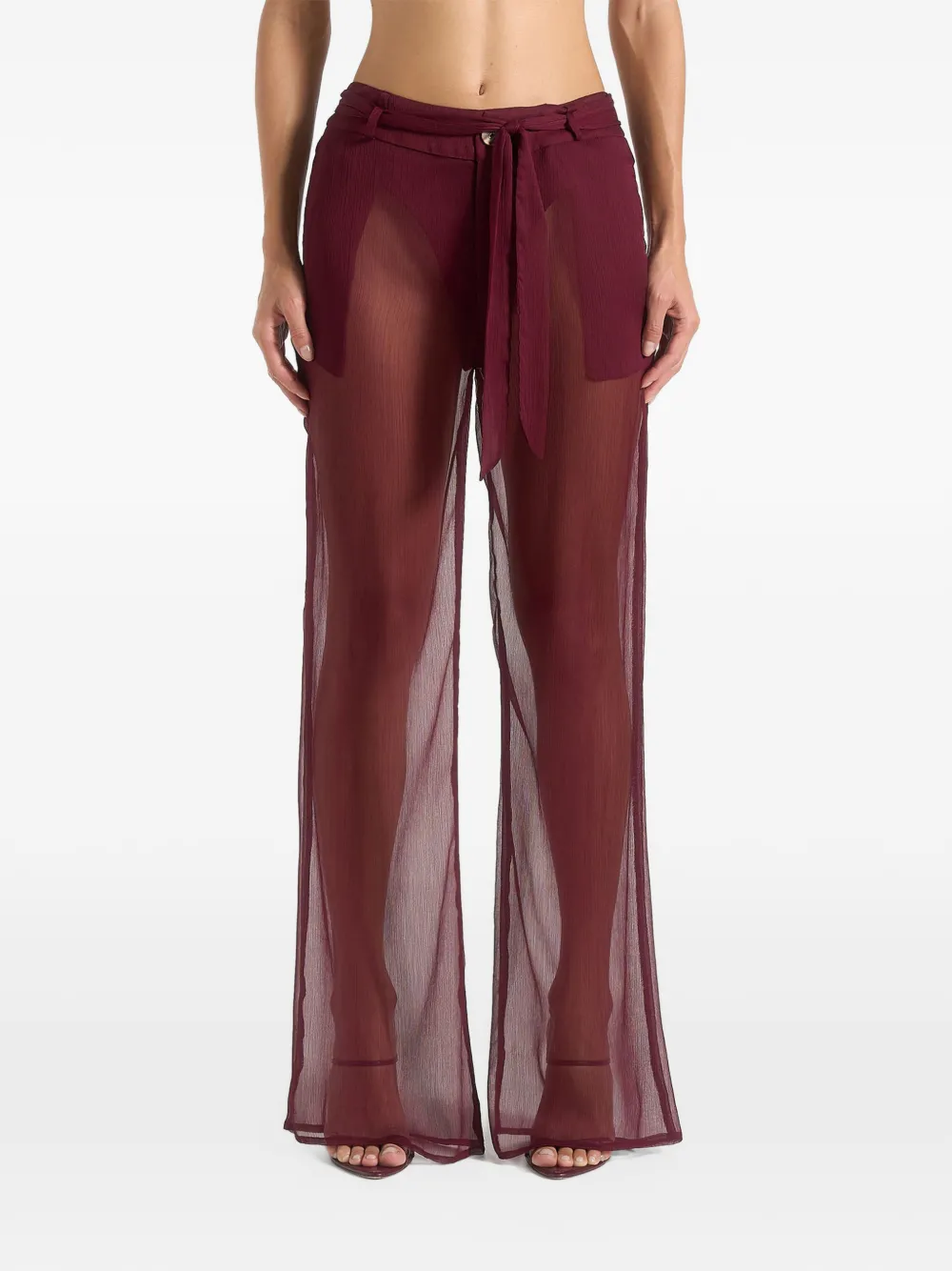 Manière De Voir sheer belted trousers - wine red - Rot