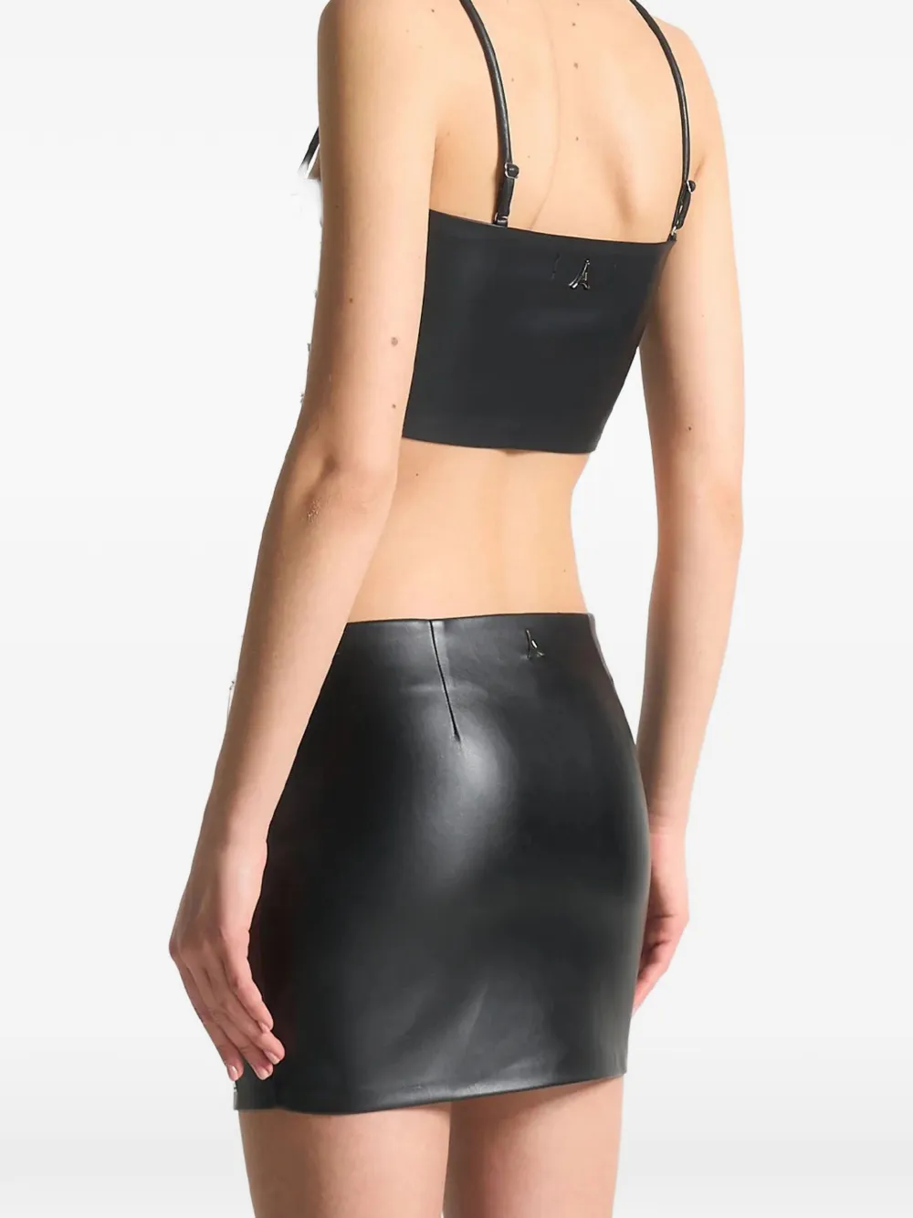Manière De Voir leather mirrored bandeau top silver black Zilver
